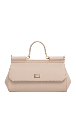 Women's leather bag, beige