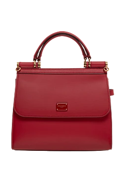 Women's red genuine leather bag