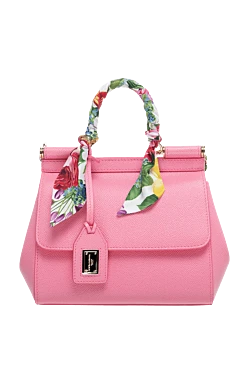 Women's pink genuine leather bag