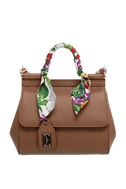 Women's bag made of genuine leather, brown