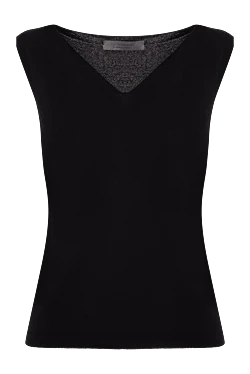 Women's black viscose and polyamide top