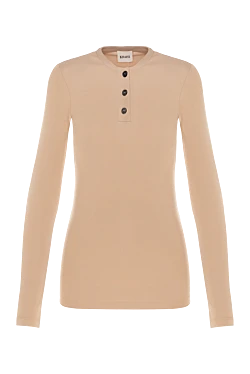 Polo with long sleeves made of viscose beige