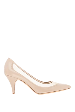 Women's leather heels, beige