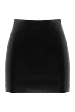 Women's black genuine leather skirt