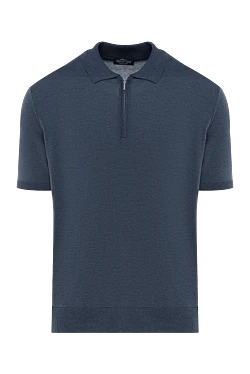 Men's blue silk polo