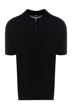 Men's black silk polo