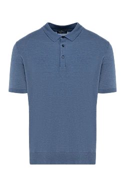 Men's blue silk polo