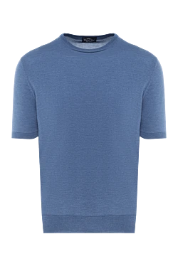 Men's blue short sleeve silk jumper