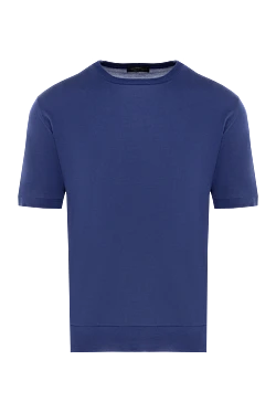 Men's blue short sleeve silk jumper