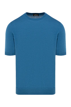 Men's short sleeve silk and cotton jumper blue