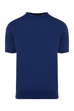 Men's short sleeve silk and cotton jumper blue