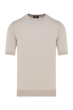 Men's short sleeve silk and cotton jumper, beige