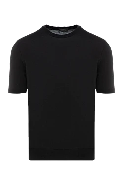 Men's black short sleeve silk and cotton jumper