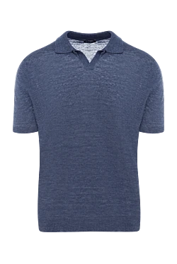 Men's linen polo blue