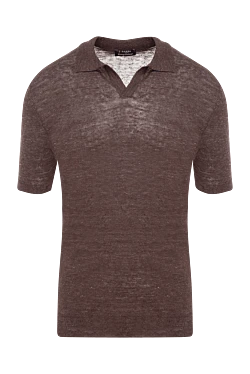 Men's brown linen polo