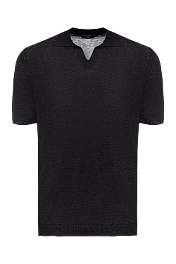 Men's black linen polo