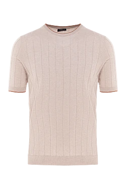 Short sleeve silk jumper for men, beige