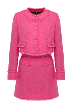 Women's suit with a skirt made of wool and polyamide, pink