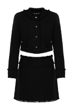 Women's black suit with a skirt made of wool and polyamide