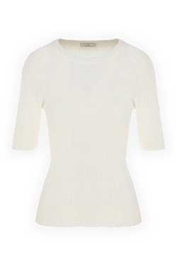 Women's white silk and cotton jumper