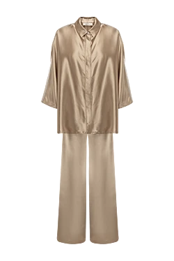 Women's beige suit with polyester trousers