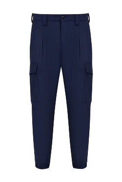 Men's blue wool and elastane trousers