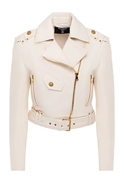 Women's leather jacket, beige