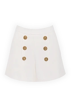 Women's white viscose and elastane shorts