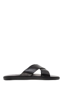 Black men's genuine leather flip-flops