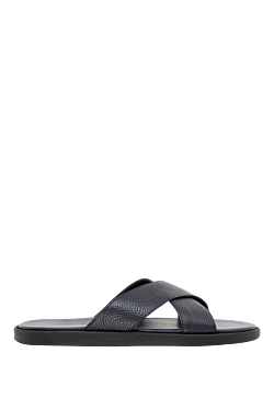 Men's blue genuine leather flip-flops