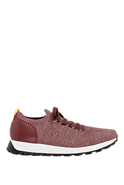 Men's burgundy textile and leather sneakers