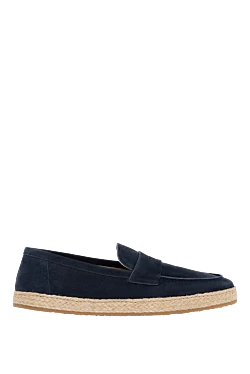 Blue suede loafers for men