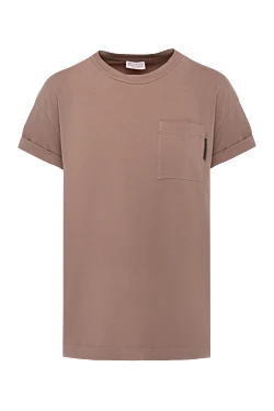 Әйелдерге арналған мақта мен эластаннан жасалған футболка, қоңыр түсті