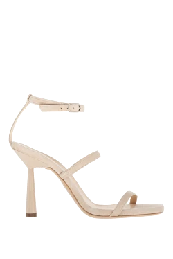 Women's leather sandals, beige