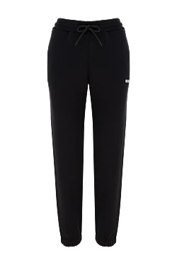 Women's black knitted cotton trousers