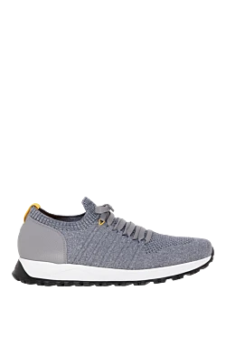 Sneakers made of textile and leather for men, gray