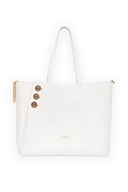 White genuine leather women's bag