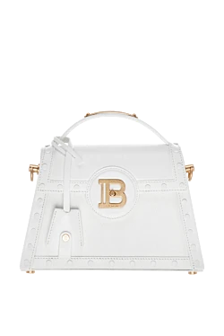 Women's white leather shoulder bag