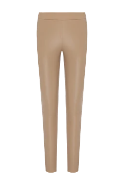 Leggings made of genuine leather for women, beige