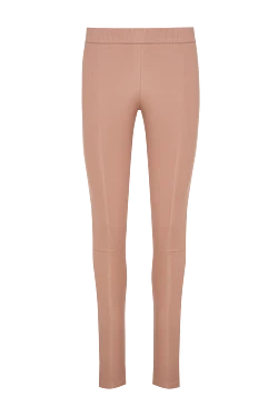 Women's pink genuine leather leggings