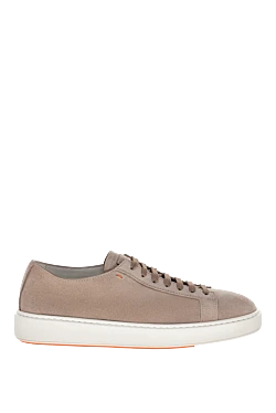 Beige suede sneakers for men