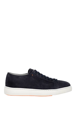 Blue suede sneakers for men