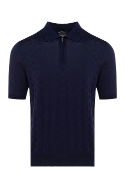 Men's blue silk polo