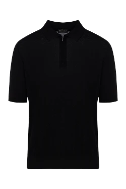 Men's black silk polo