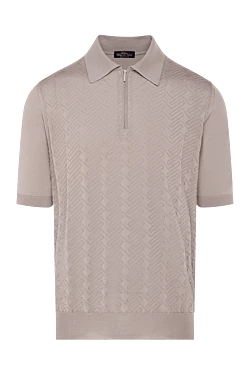 Men's beige silk polo