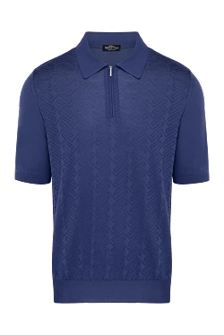 Blue silk polo for men