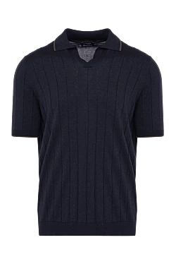 Men's blue silk polo