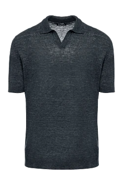 Men's gray linen polo