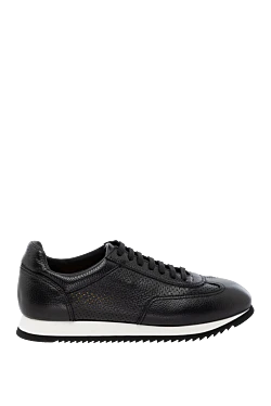 Men's black genuine leather sneakers