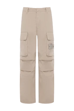 Beige cotton trousers for men